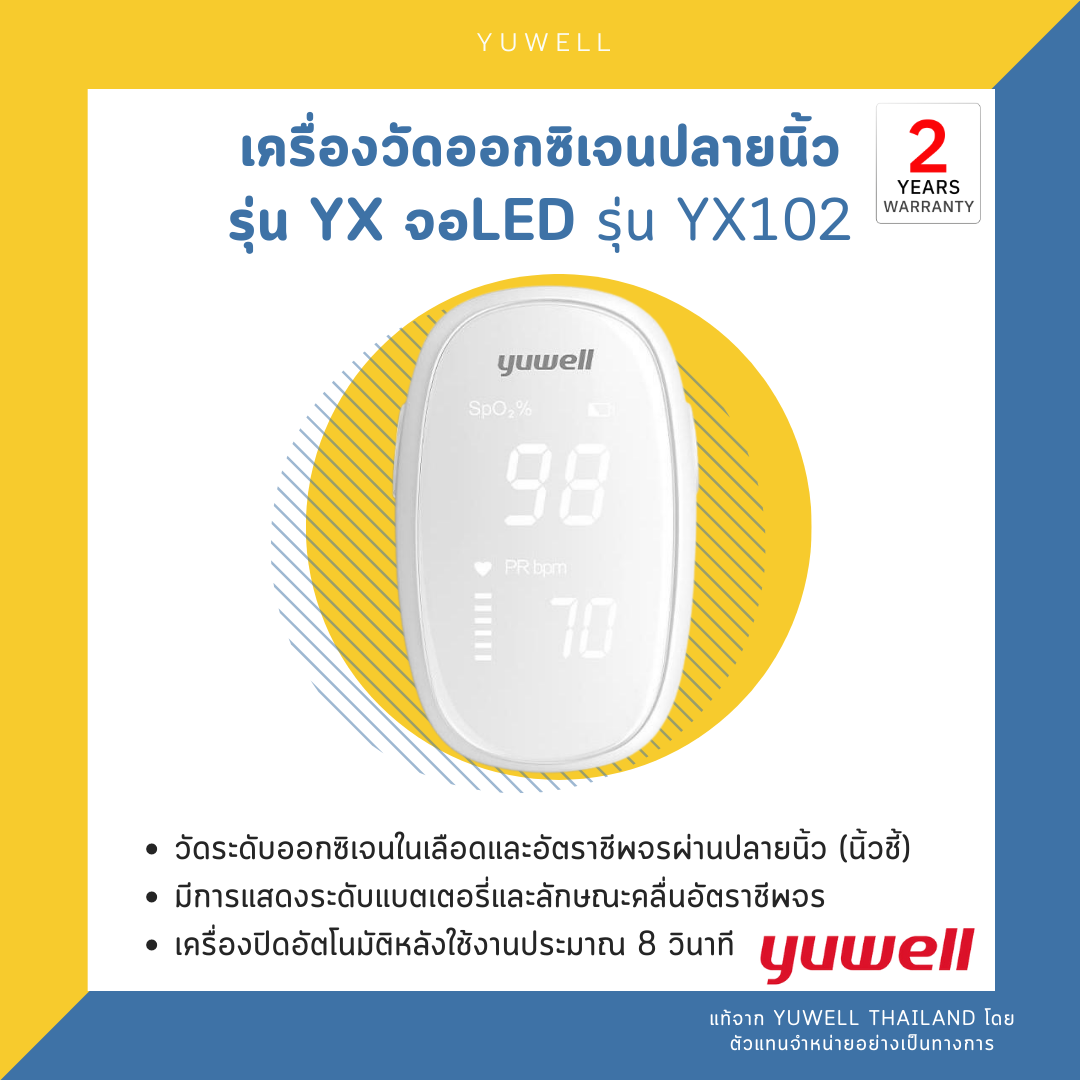 เครื่องวัดออกซิเจนปลายนิ้ว รุ่น YX จอLED